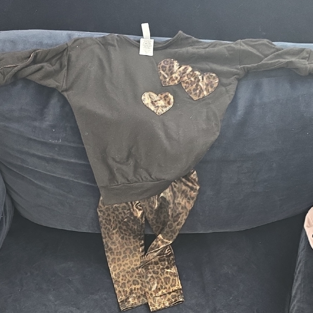 Little Mass Black and Leopard Kids Matching Set